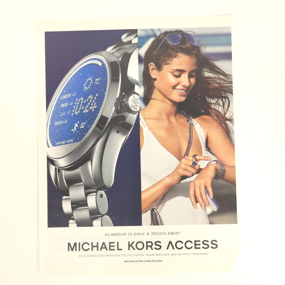 Vintage Michael Kors Access Print Ad Taylor Hill Smartwatch Promo Decor 2016